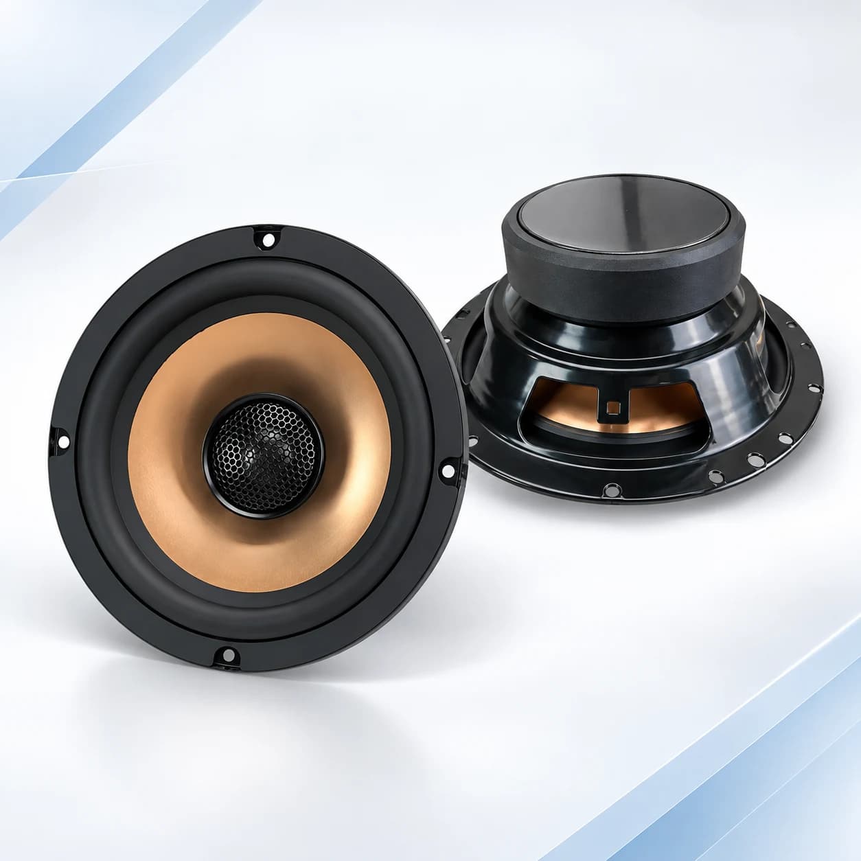 Complete front and rear views of ZM-C65A coaxial speaker