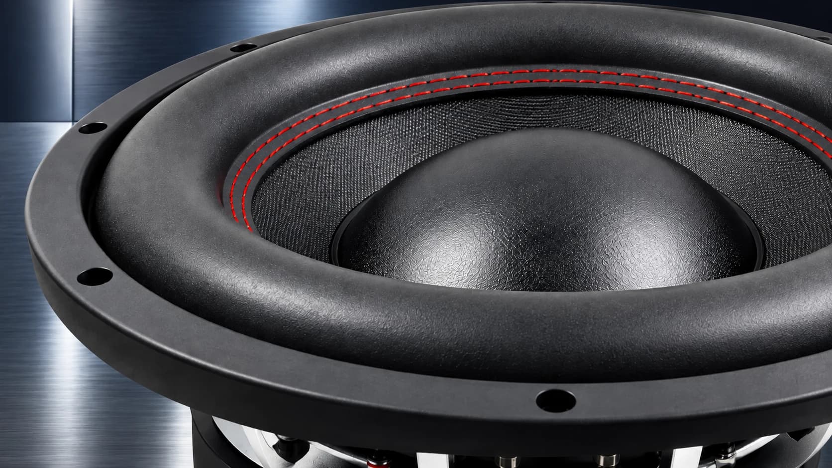 cone & surround view of the ZEMING chrome-plated subwoofer