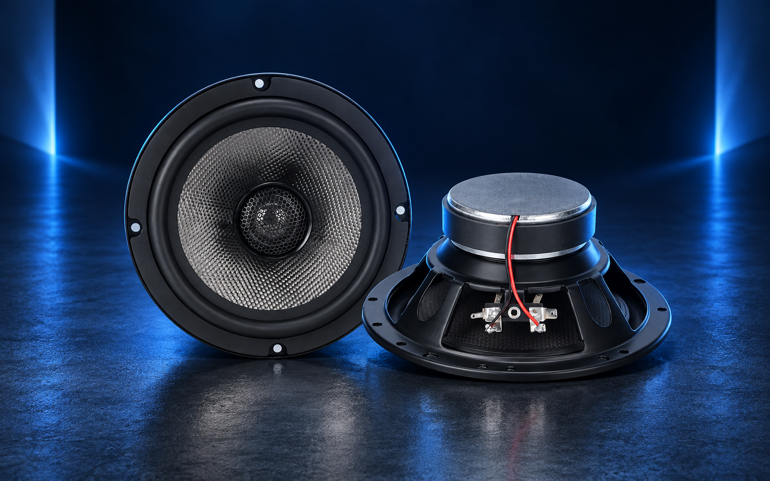 ZM-C65CB real coaxial speaker, front and rear product views
