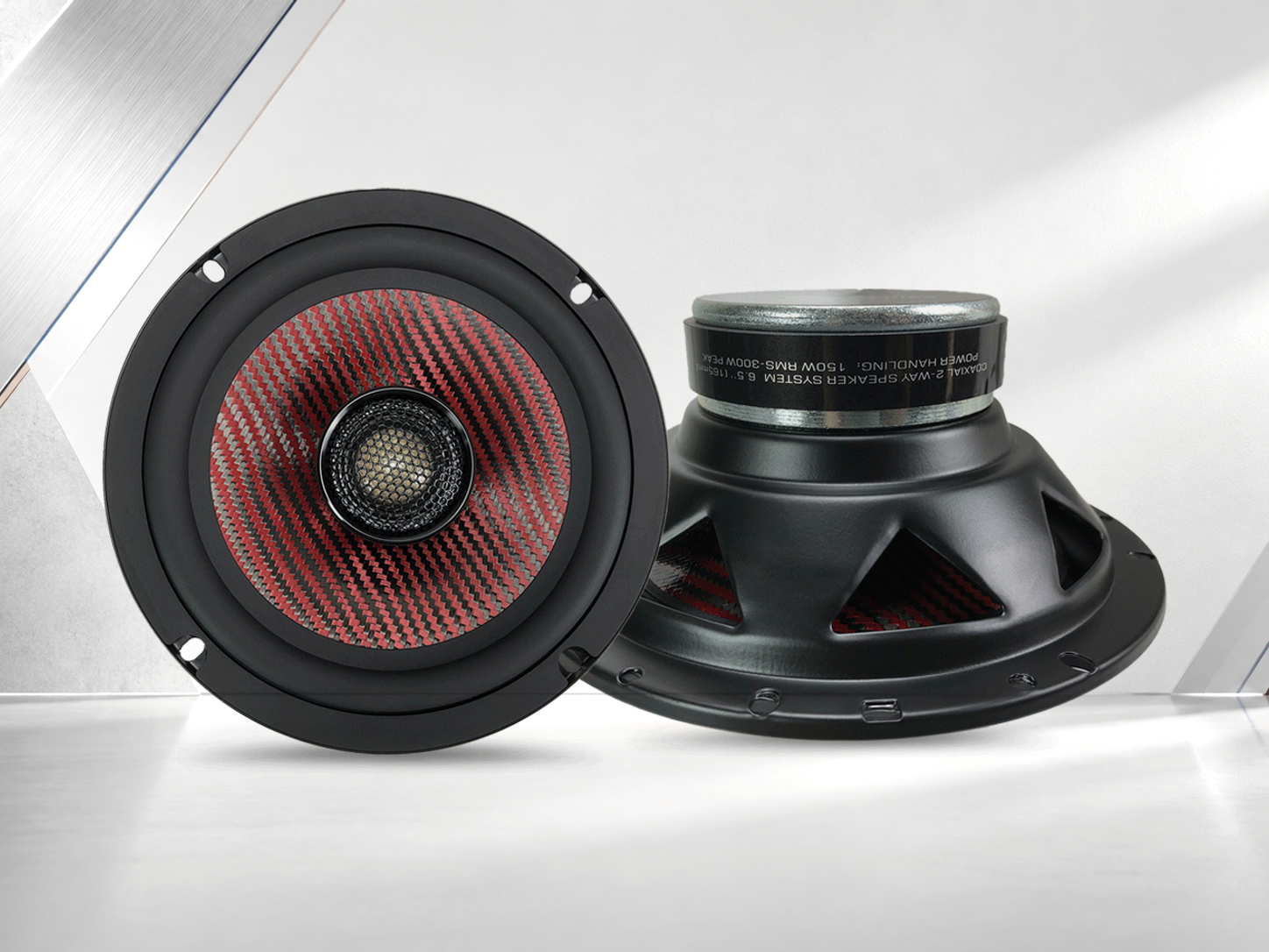 Actual ZM-C65CR front and rear speakers in complete views